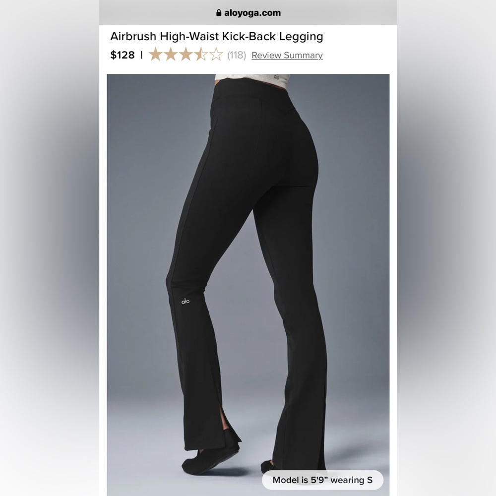 ALO Yoga Black Airbrush Kick-Back Leggings